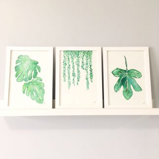 quadros decorativos originais em aquarela folhas folhagens